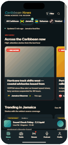 Caribbean Radio — News tab
