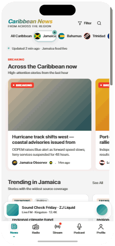 Caribbean Radio — News tab